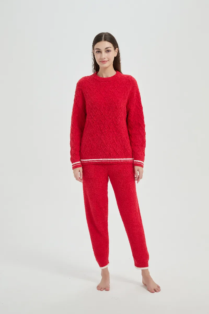 Loose Fit Plush Gorrizko Emakumeen Polar Pijama sorta